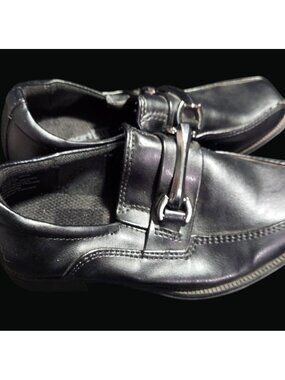 Black Smartfit Boys Dress Shoes Size 7.5 With Silver Buckle Detail U02 R